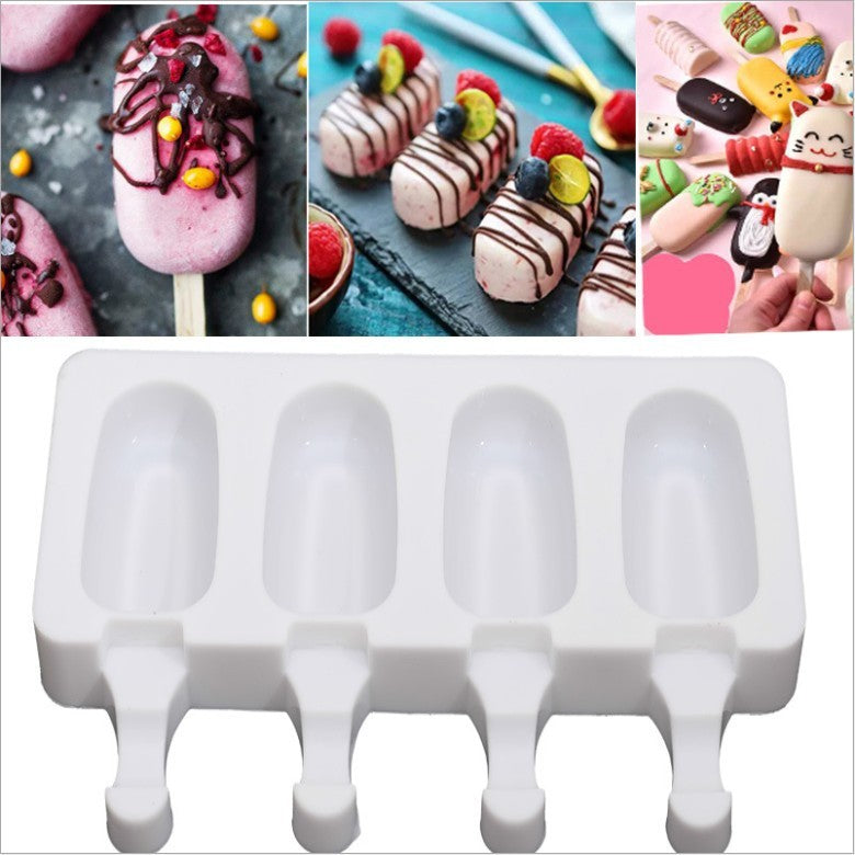 Oval  Ice Mould Food Grade White Ice Cream Mould Free Wooden Stick