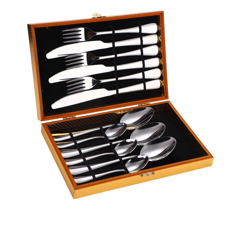 Stainless Steel Steak Cutlery Set Western Cutlery Cutlery Set Gift Box Wooden Box Cutlery