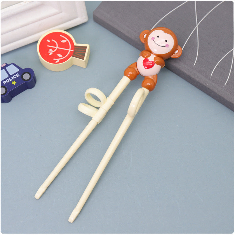 Children's Cartoon Animal Head Chopsticks Kids Eating Training Chopsticks Infants And Young Children's Right Hand Use The Baby To Learn Chopsticks