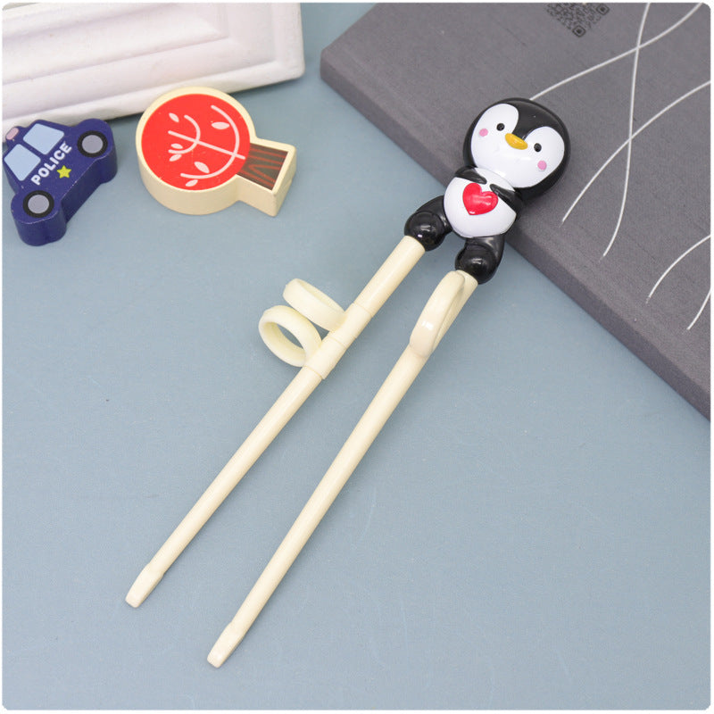 Children's Cartoon Animal Head Chopsticks Kids Eating Training Chopsticks Infants And Young Children's Right Hand Use The Baby To Learn Chopsticks