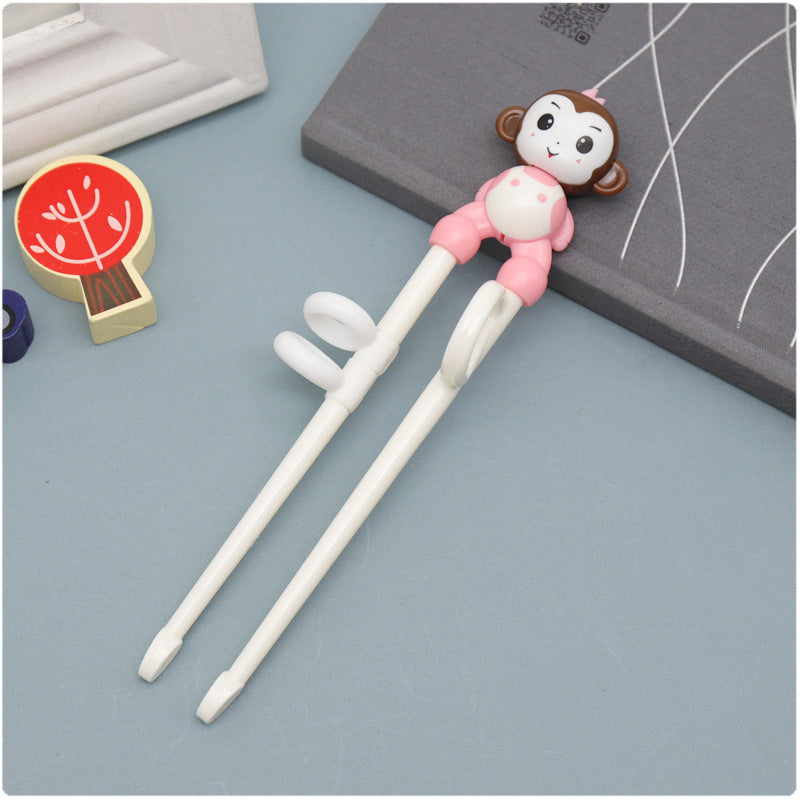 Children's Cartoon Animal Head Chopsticks Kids Eating Training Chopsticks Infants And Young Children's Right Hand Use The Baby To Learn Chopsticks