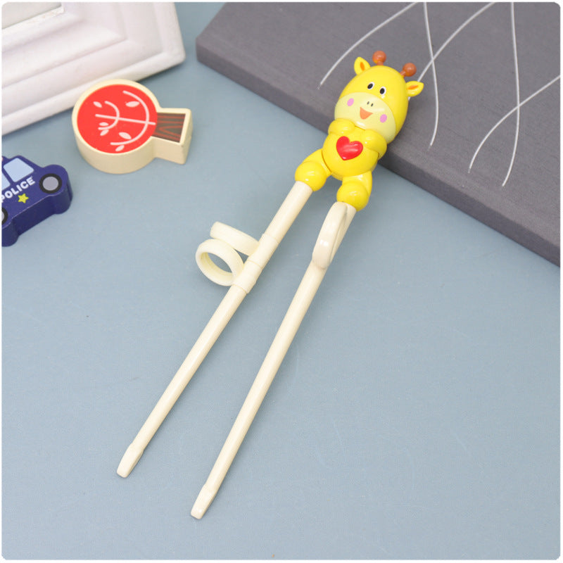 Children's Cartoon Animal Head Chopsticks Kids Eating Training Chopsticks Infants And Young Children's Right Hand Use The Baby To Learn Chopsticks