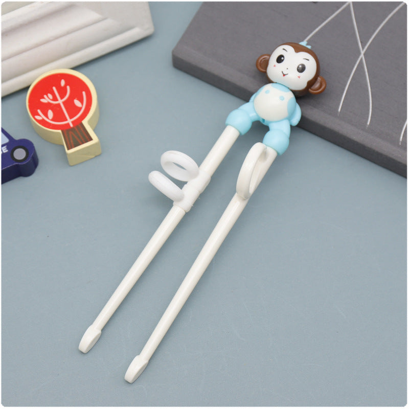 Children's Cartoon Animal Head Chopsticks Kids Eating Training Chopsticks Infants And Young Children's Right Hand Use The Baby To Learn Chopsticks