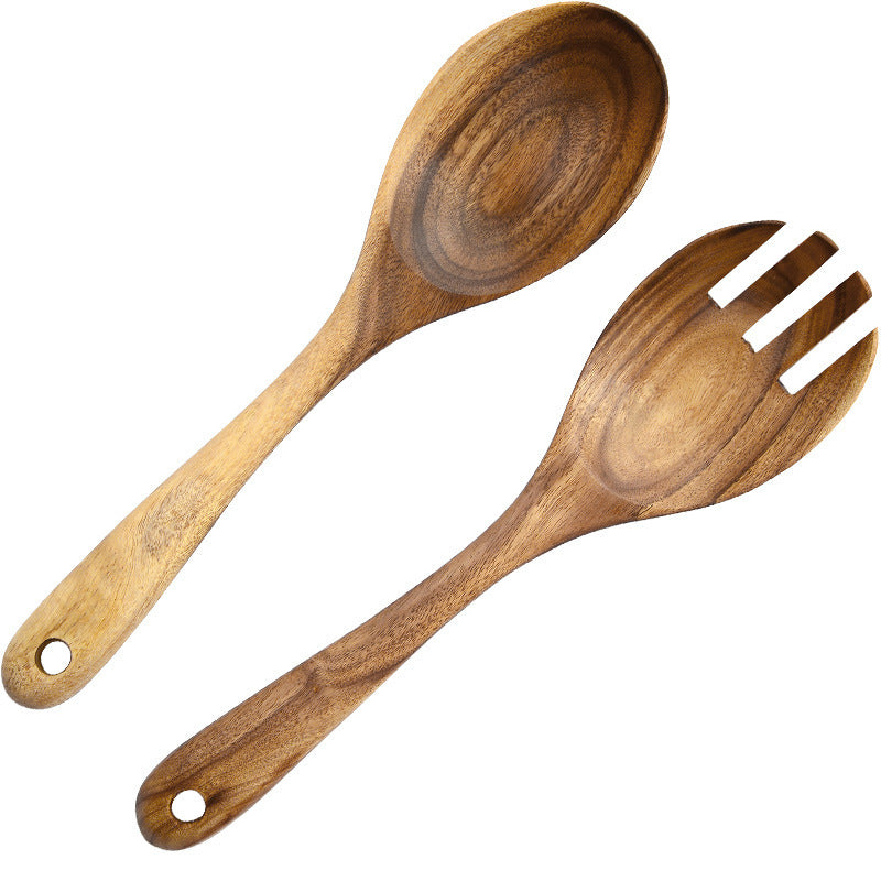 Japanese Acacia Wood Cooking Spoon And Fork Set