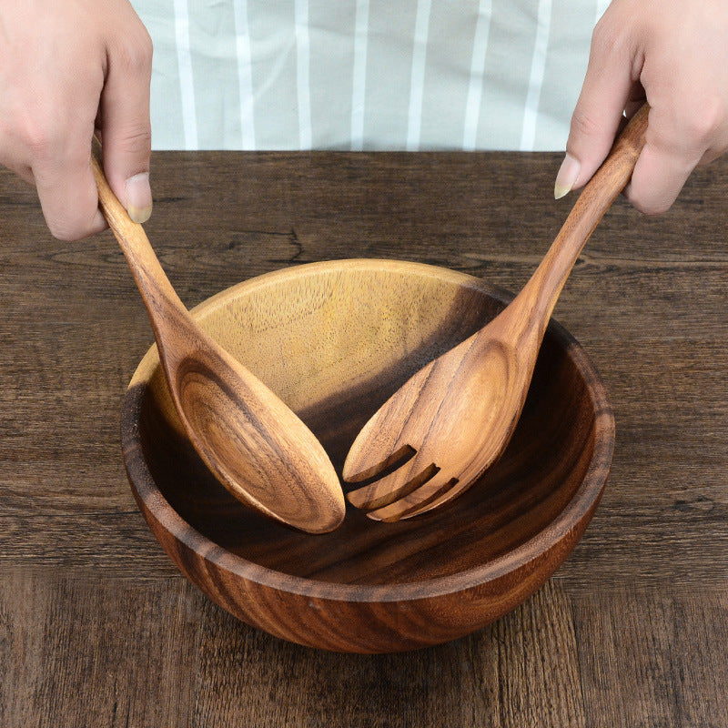 Japanese Acacia Wood Cooking Spoon And Fork Set