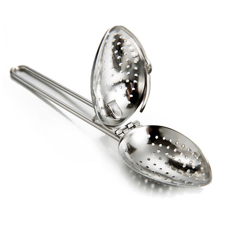 Short-handled Leaf-shaped Stainless Steel Tea Divider, Straight-handled Tea Clip Creative Product