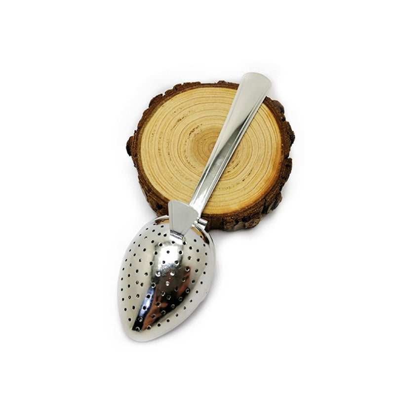 Short-handled Leaf-shaped Stainless Steel Tea Divider, Straight-handled Tea Clip Creative Product