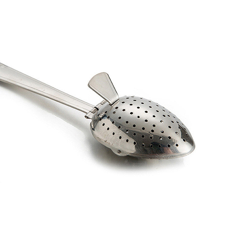 Short-handled Leaf-shaped Stainless Steel Tea Divider, Straight-handled Tea Clip Creative Product