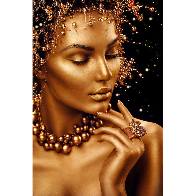 Black Gold Women's High-definition Print Canvas Oil Painting