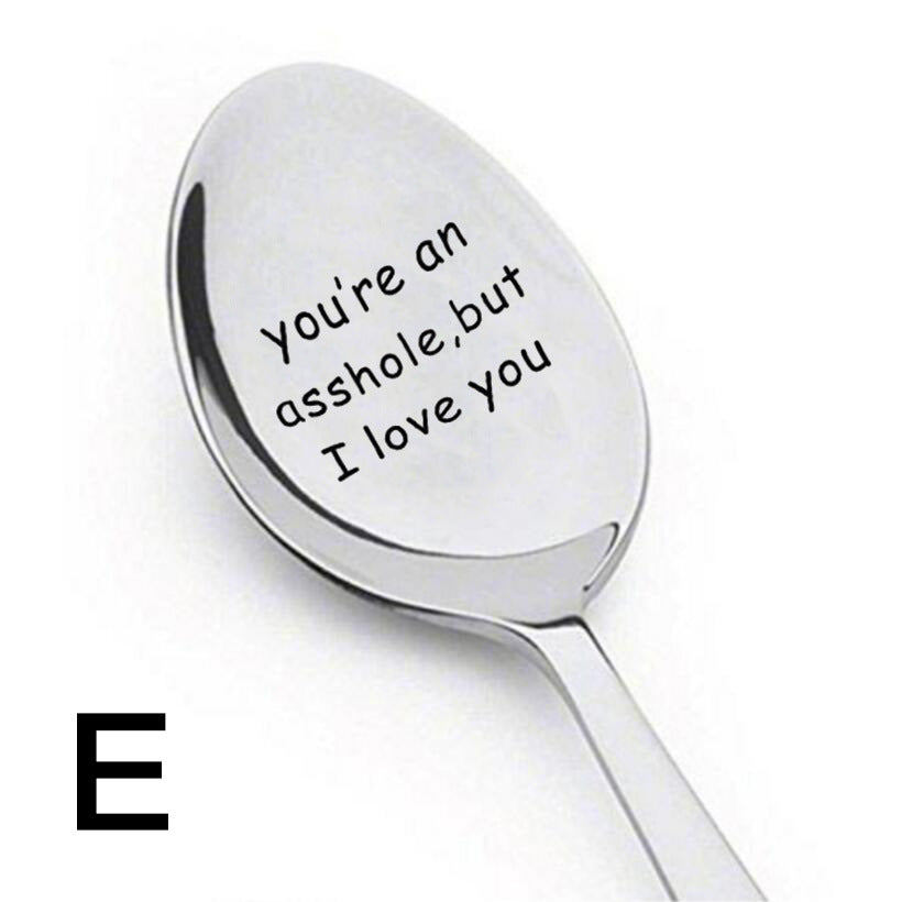 Wish Hot Sale Hot Sale Stainless Steel Spoon Cross-Border Meal Spoon Ice Spoon Engraving 17 Optional Good Quality And Good Price