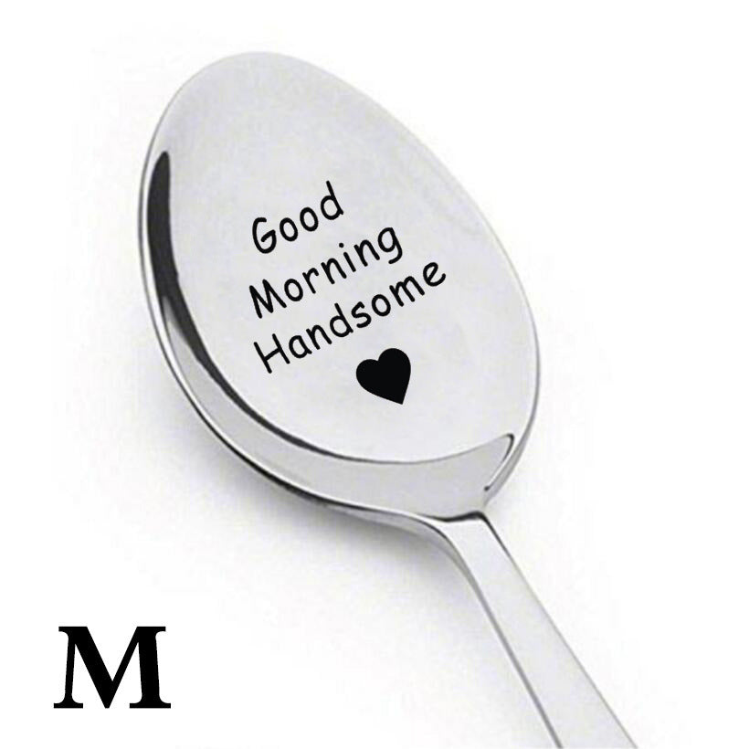 Wish Hot Sale Hot Sale Stainless Steel Spoon Cross-Border Meal Spoon Ice Spoon Engraving 17 Optional Good Quality And Good Price