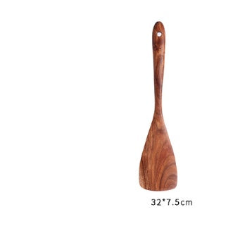 1-7Pcs   Set Natural Wood Teak Tableware Spoon Colander Special Spoon Nano Soup Skimmer Wooden Cooking Spoon Kitchen Tool Kit