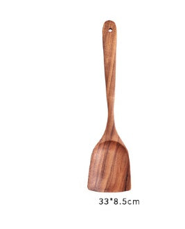 1-7Pcs   Set Natural Wood Teak Tableware Spoon Colander Special Spoon Nano Soup Skimmer Wooden Cooking Spoon Kitchen Tool Kit