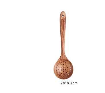 1-7Pcs   Set Natural Wood Teak Tableware Spoon Colander Special Spoon Nano Soup Skimmer Wooden Cooking Spoon Kitchen Tool Kit