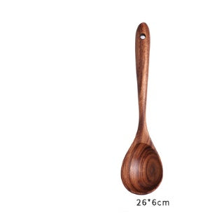 1-7Pcs   Set Natural Wood Teak Tableware Spoon Colander Special Spoon Nano Soup Skimmer Wooden Cooking Spoon Kitchen Tool Kit