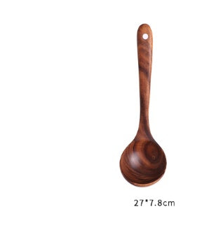 1-7Pcs   Set Natural Wood Teak Tableware Spoon Colander Special Spoon Nano Soup Skimmer Wooden Cooking Spoon Kitchen Tool Kit