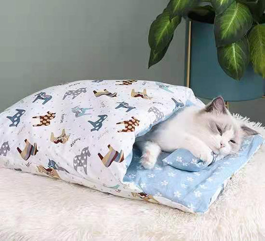 Cat Sleeping Bag Fairy Cat Litter Wind Semi-Closed Autumn And Winter Warm Cat Kennel