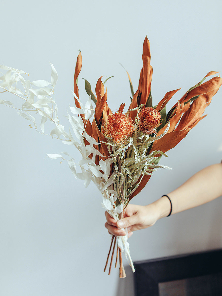 European Imported Double-Sided Leaf Dried Flowers Japanese Retro Style Natural Real Flower Bouquet