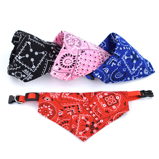 Pet Saliva Towel  Retractable Triangle Scarf Collar  Printed Triangle Saliva Towel  Pet Supplies