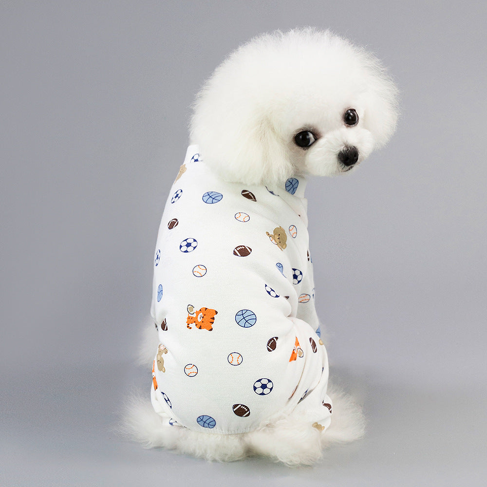 Pet Four-Legged Cotton Home Clothes Dog Pajamas Casual Cartoon Fruit Pattern