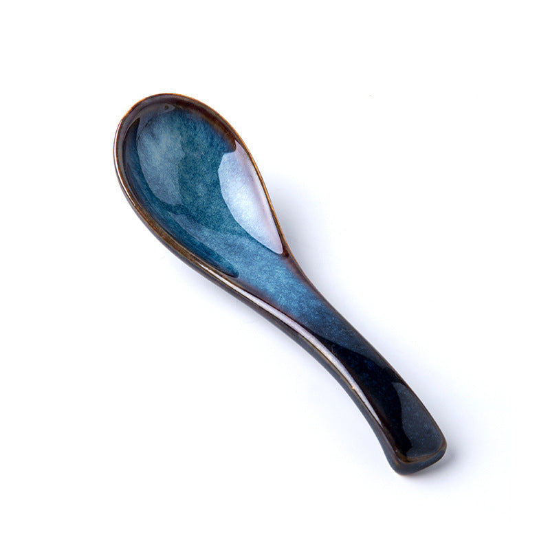 Household Creative Ceramic Blue Small Spoon