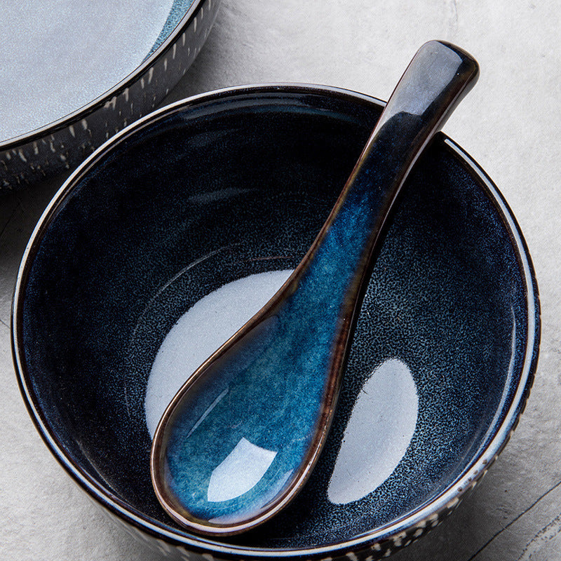 Household Creative Ceramic Blue Small Spoon