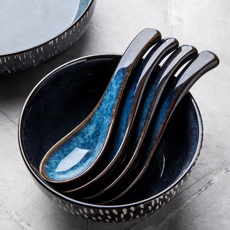 Household Creative Ceramic Blue Small Spoon