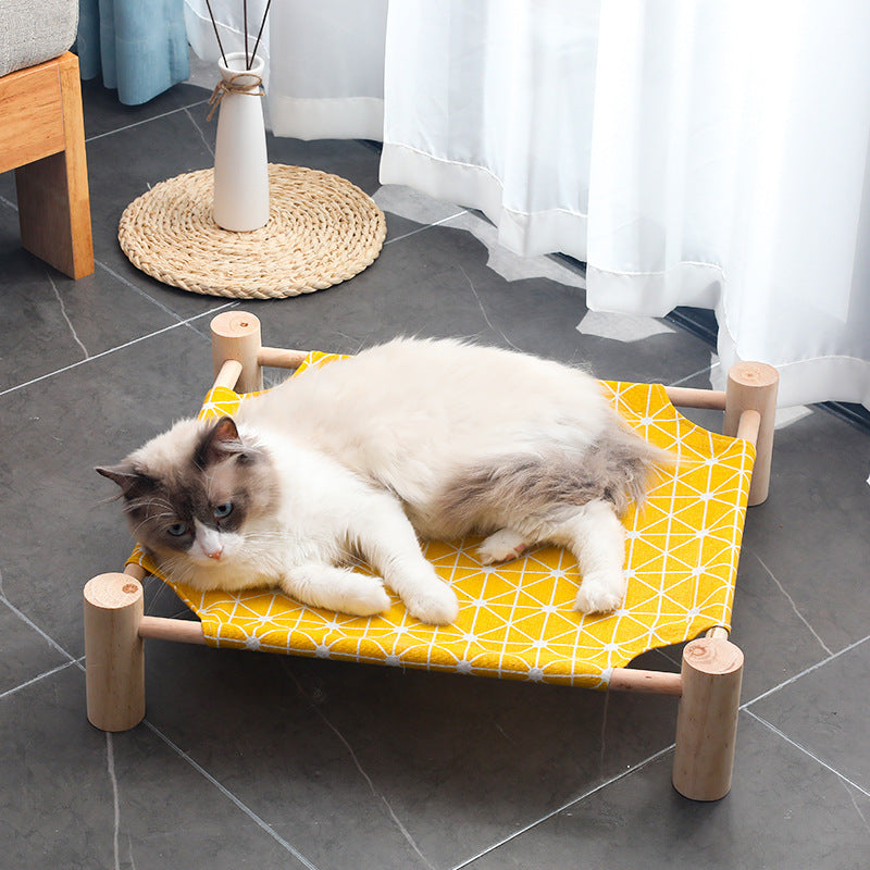 Wooden Frame Canvas Cat Pet Moistureproof Hammock