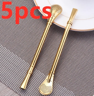 304 Stainless Steel Residue Filter Straws Spoon