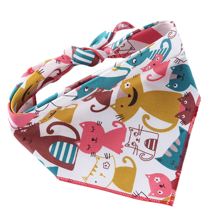 Adjustable Dog Bandana Cotton Pet Neckerchief Cat Triangle Scarf Soft Saliva Towel Small Medium Large Dog Accessories