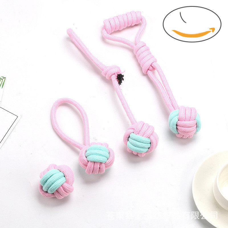 Bite-resistant Cotton Rope Molar Teeth Cleaning Rope Knotting Cat And Dog Toy Set