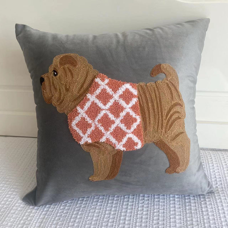 Pillow Embroidered Cushion With Core American Dog