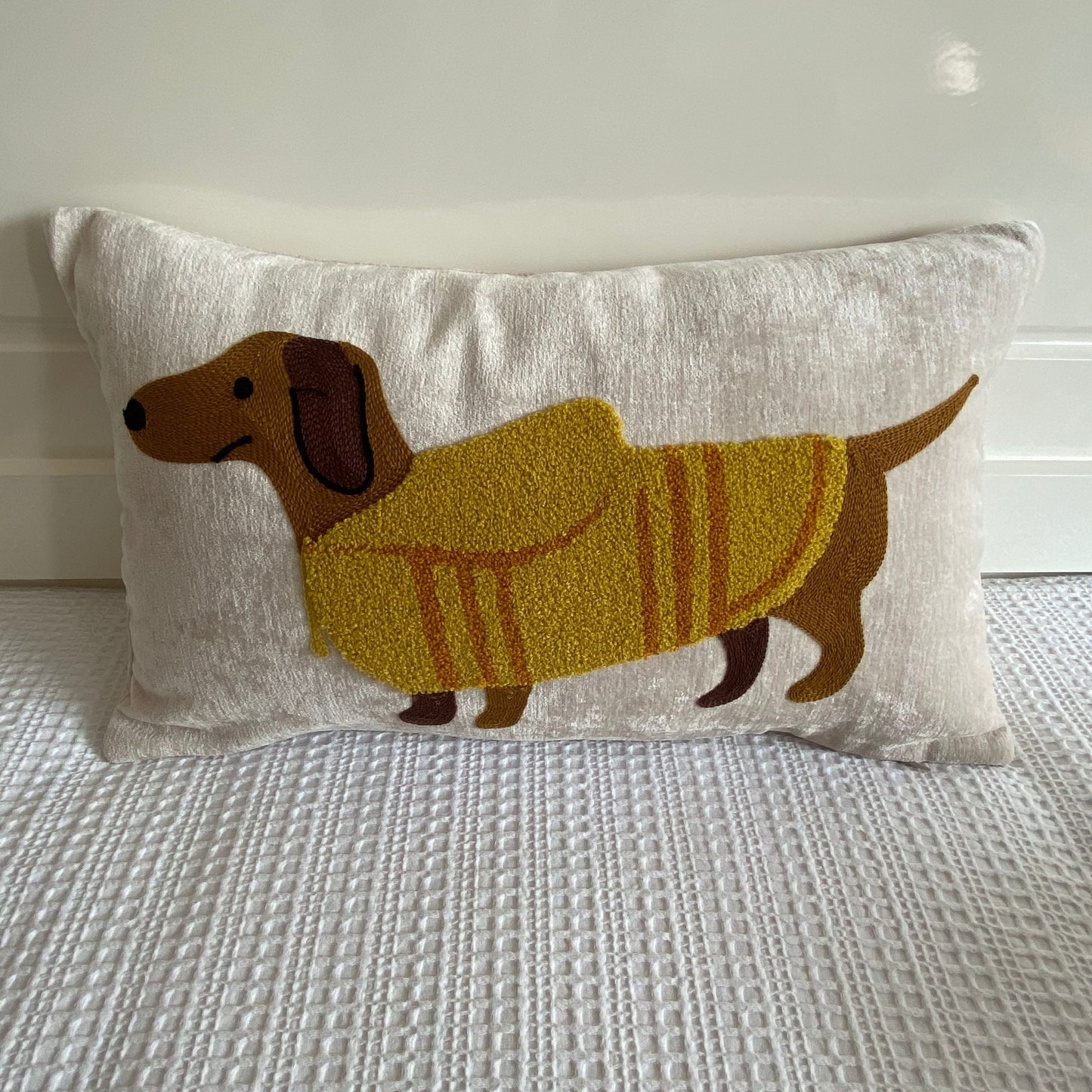 Pillow Embroidered Cushion With Core American Dog