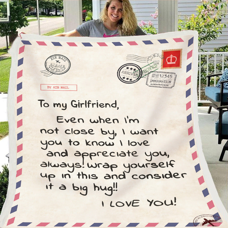 Fleece Blanket to My Daughter Son Wife Letter Printed Quilts Air Mail Blankets Positive Encourage and Love GiftsDrop Ship