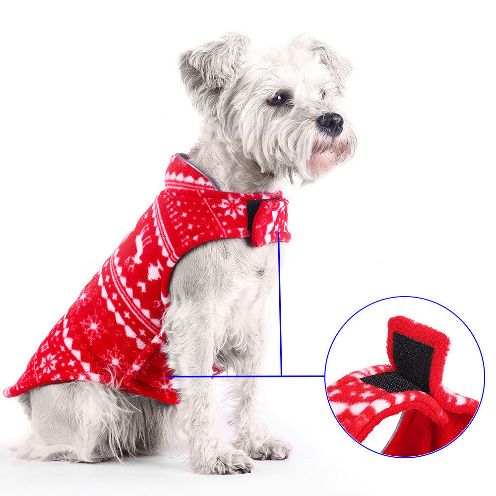 Christmas Printed Polar Fleece Double-sided Dog Jacket