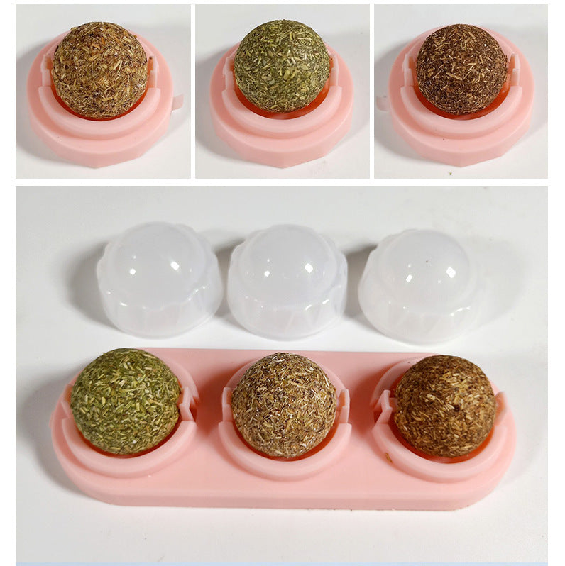 3pcs/lot Self-adhesive Rotated Catnip Lick Ball