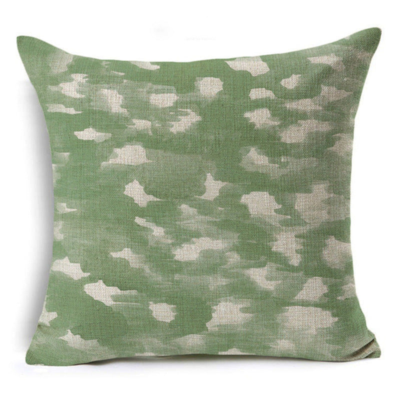 New Green Geometric Print Linen Pillowcase