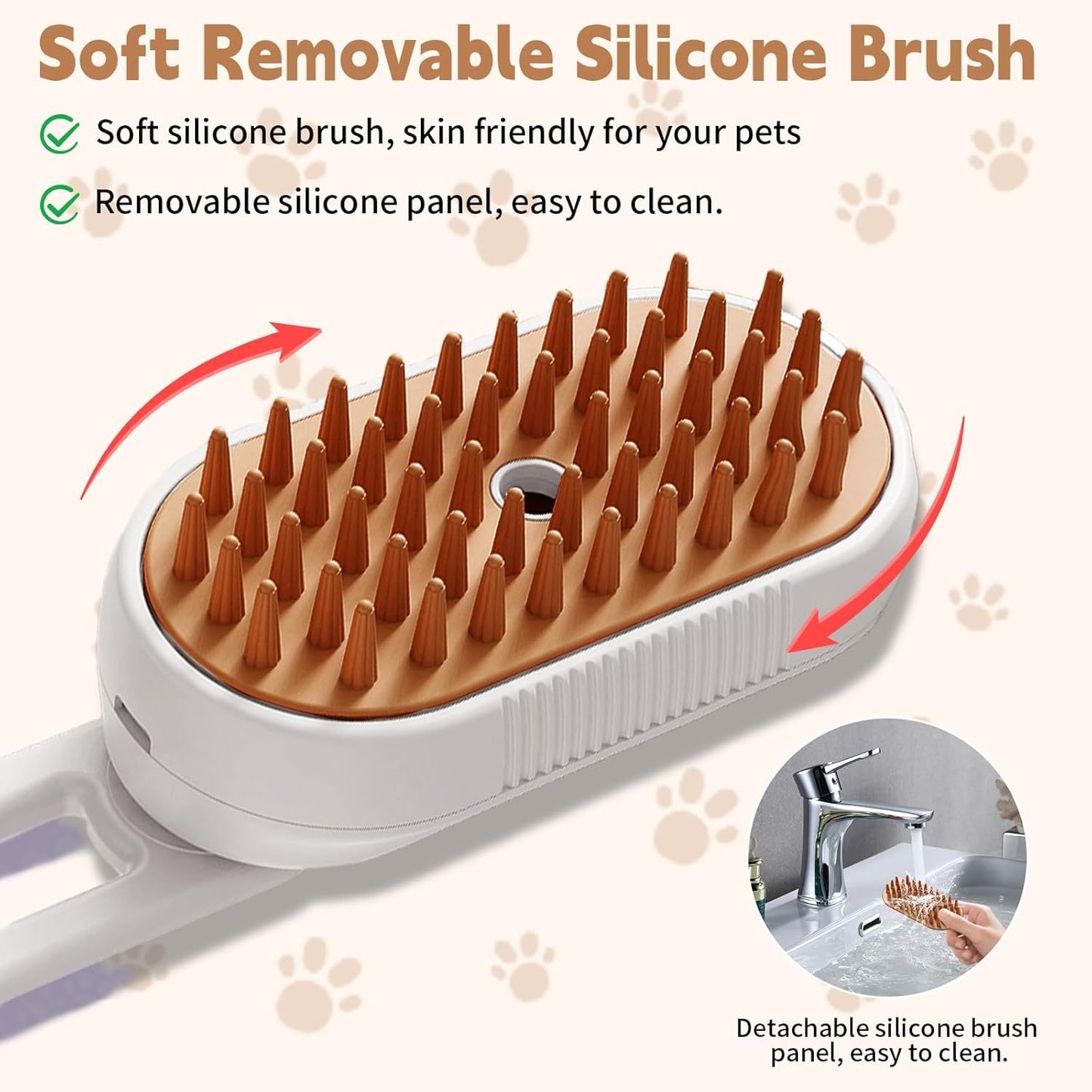 Cat Steam Brush For Shedding 3 In 1 Cat Steamy Brush Cleanser With Foldable Handle Pet Spa Brush For Cats Dogs Defur Comb For Cats Steam Brush For Cats Pet Spray Hair Removal Comb