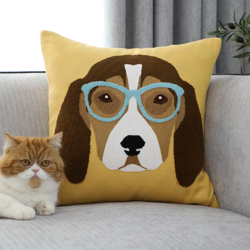 Pillow Embroidered Cushion With Core American Dog