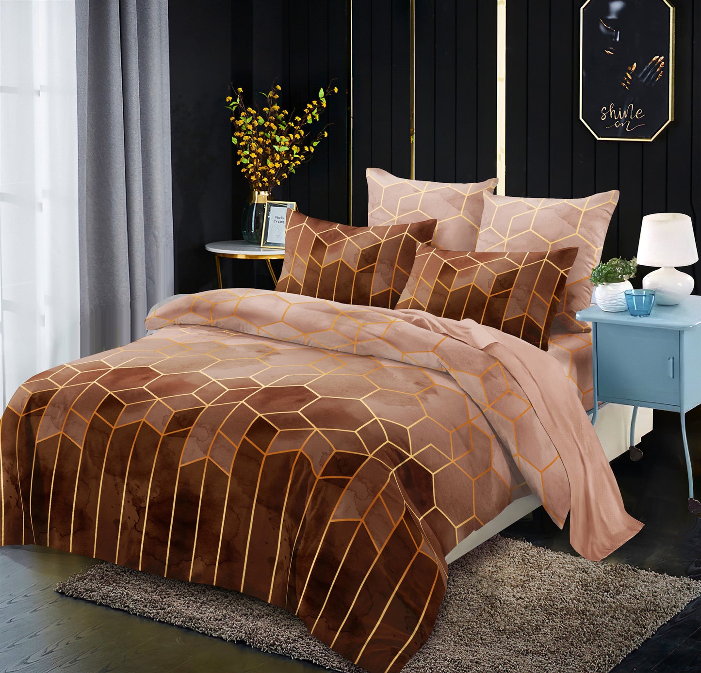 Gilt Line Geometric Elements Quilt Cover Set Bedding