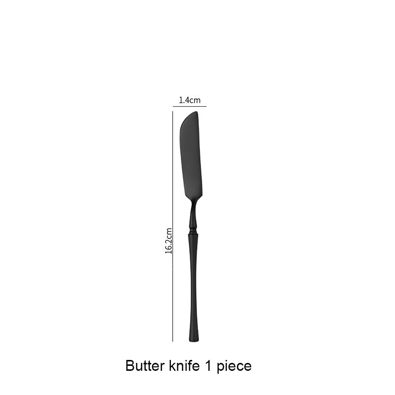 Matte Black Stainless Steel Luxury Cutlery Tableware Knife Coffee Ice Spoon Fork Chopsticks Flatware Set