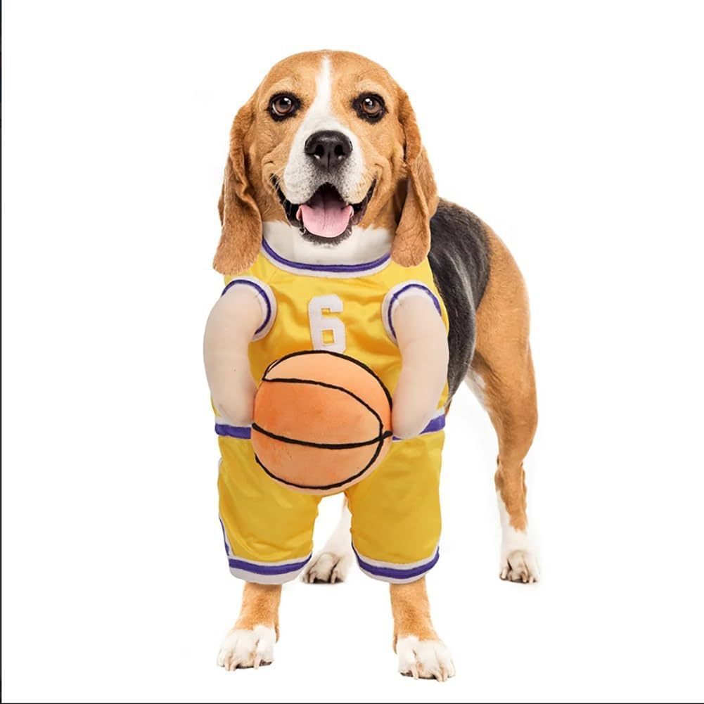 Creative Dog Basketball Costume With Ball