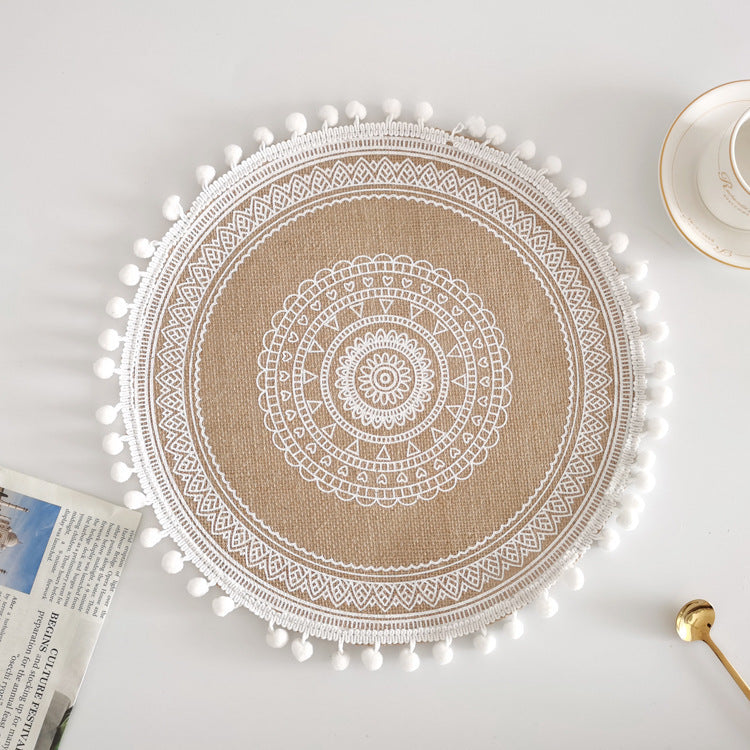 Nordic Braided Placemat Jute Decorative Round Fringe Edge