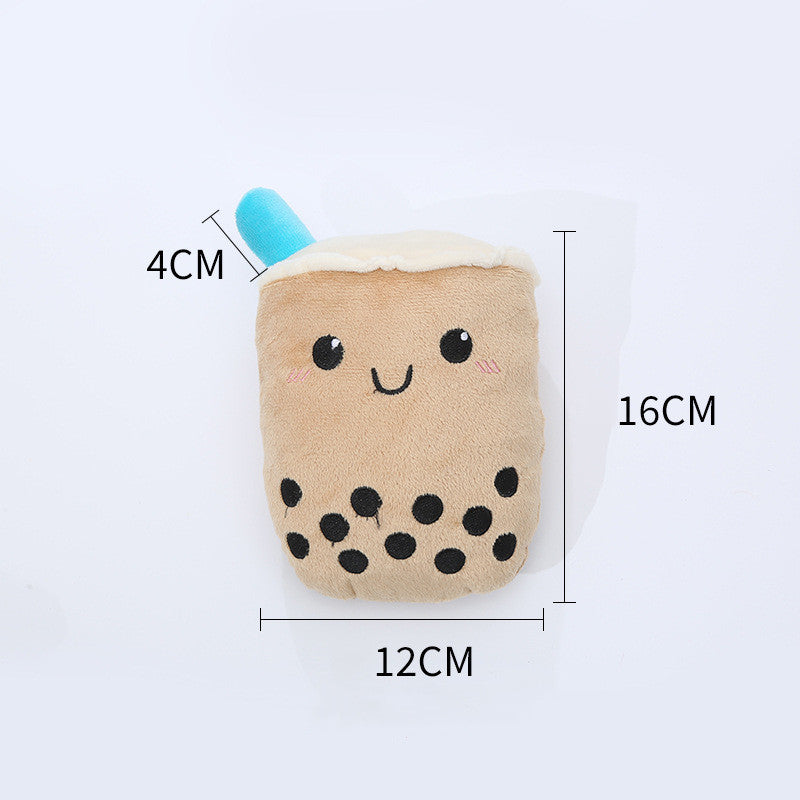 Dog Plush Toy Cute Milk Tea Shape Resistant To Biting Teeth