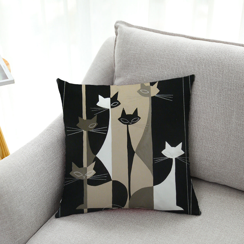 Cat Series Cotton And Linen Automobile Pillow Cover