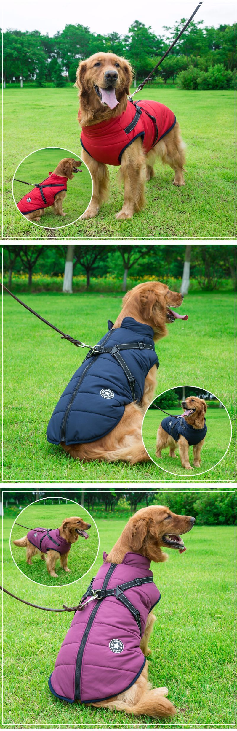 Reflective Large Dog Clothes Cold-proof Warm Pet Coat Waterproof Autumn And Winter Dog Shell Coat