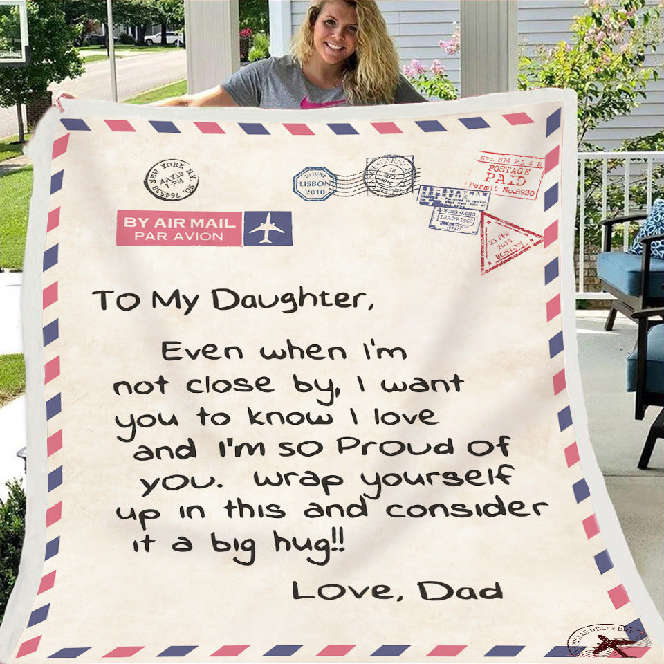 Fleece Blanket to My Daughter Son Wife Letter Printed Quilts Air Mail Blankets Positive Encourage and Love GiftsDrop Ship