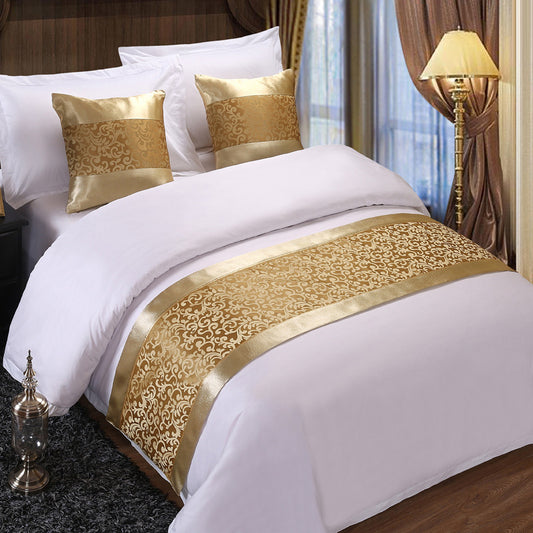 High grade and simple modern Chinese luxury gold bed cover, bed end cushion and pillow case