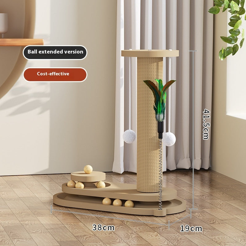 Solid Wood Cat Turntable Scratching Post Durable Toy