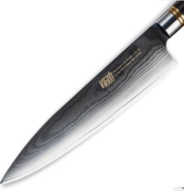 Damascus chef knife ebony round handle 8 inch kitchen knife Western chopper